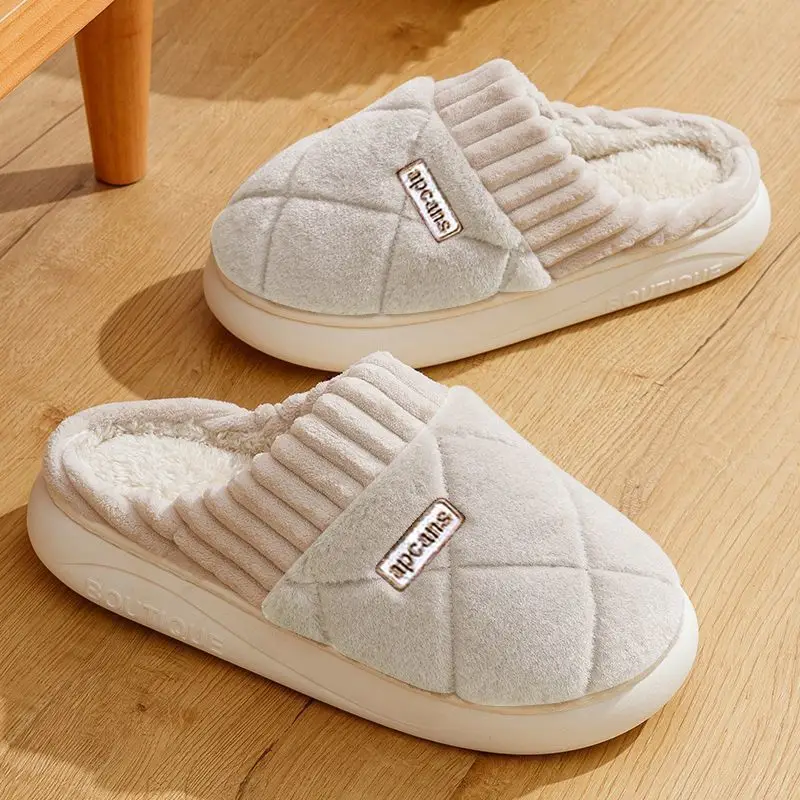 Cotton Slippers for Women Autumn and Winter 2025 New Indoor Home Soft-Soled Non-Slip Household Warm Plush Couple Cotton Slippers