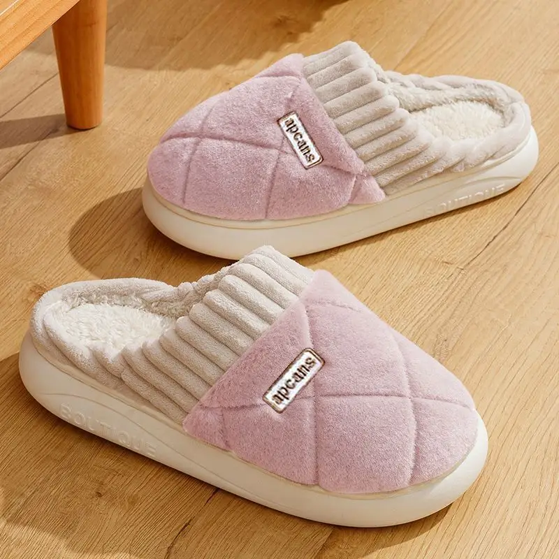 Cotton Slippers for Women Autumn and Winter 2025 New Indoor Home Soft-Soled Non-Slip Household Warm Plush Couple Cotton Slippers