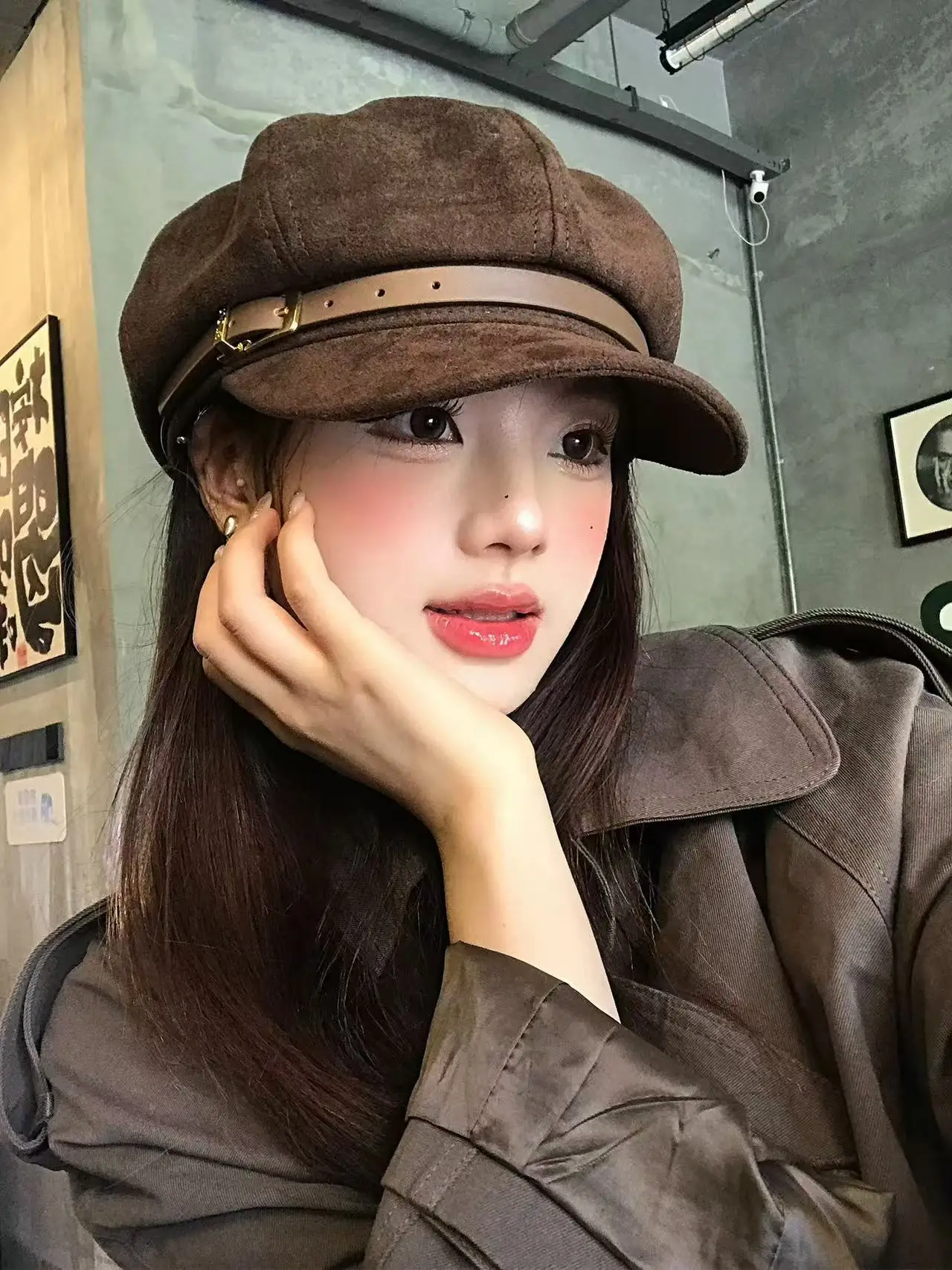 Japanese Retro Brown Duckbill Beret for Women — feature 12