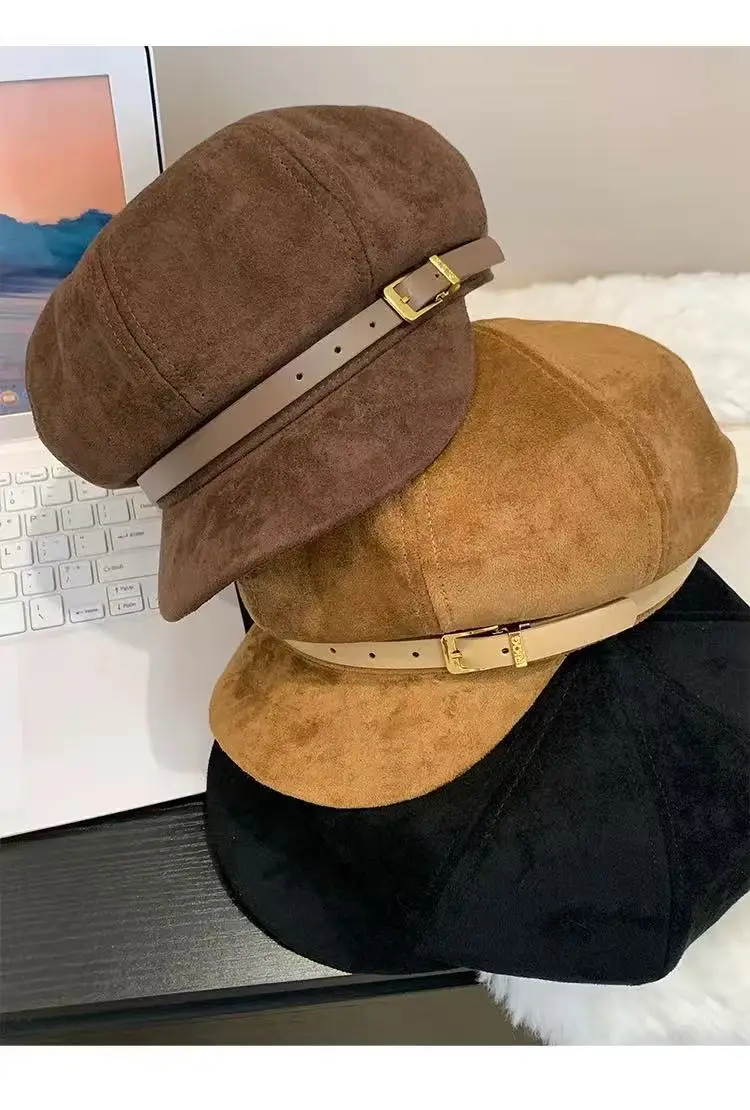 Japanese Retro Brown Duckbill Beret for Women — feature 13
