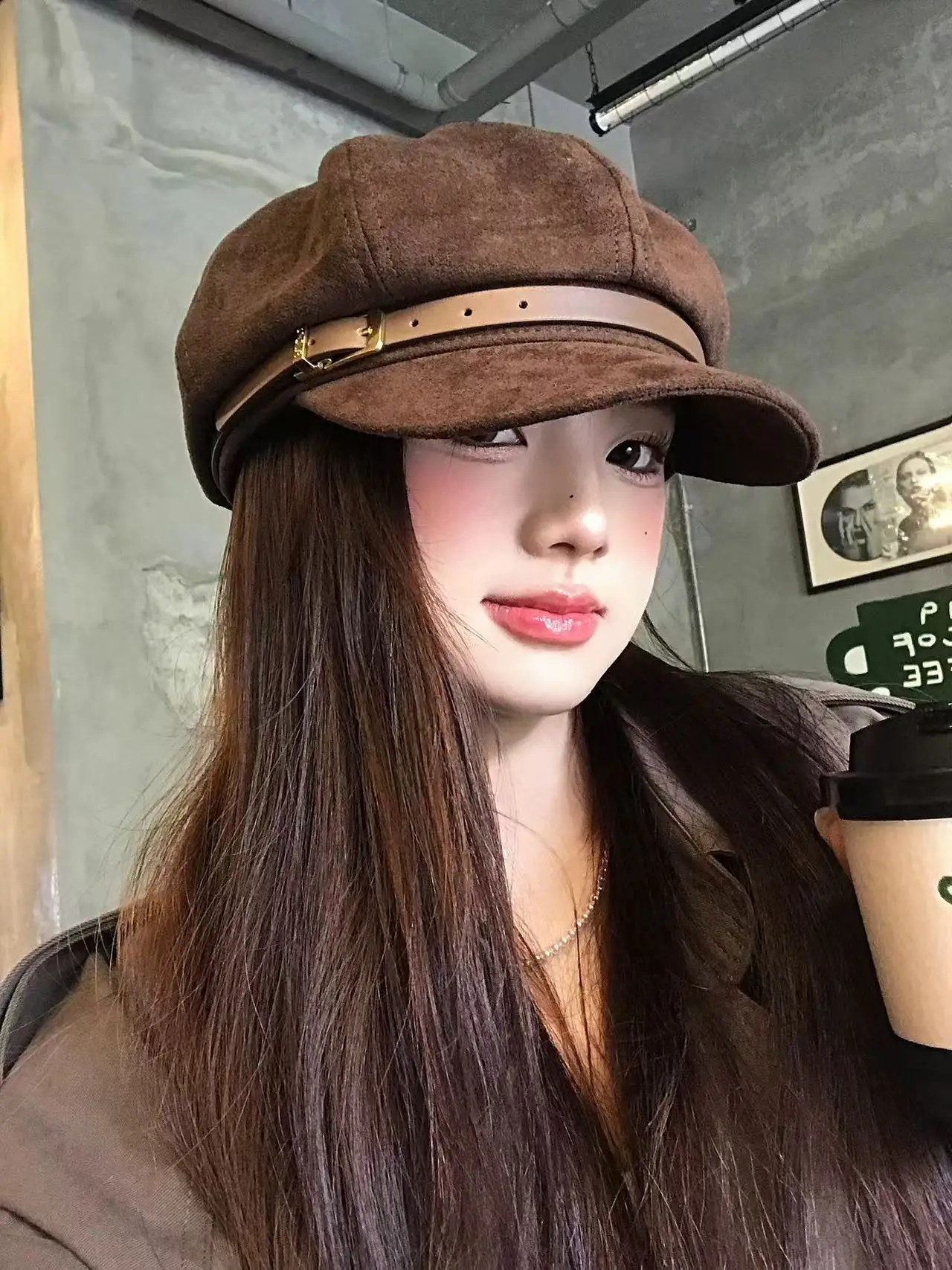 Japanese Retro Brown Duckbill Beret for Women — feature 14