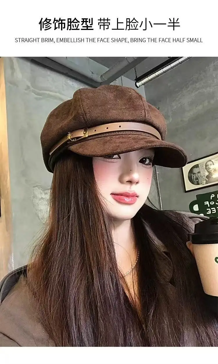 Japanese Retro Brown Duckbill Beret for Women — feature 4