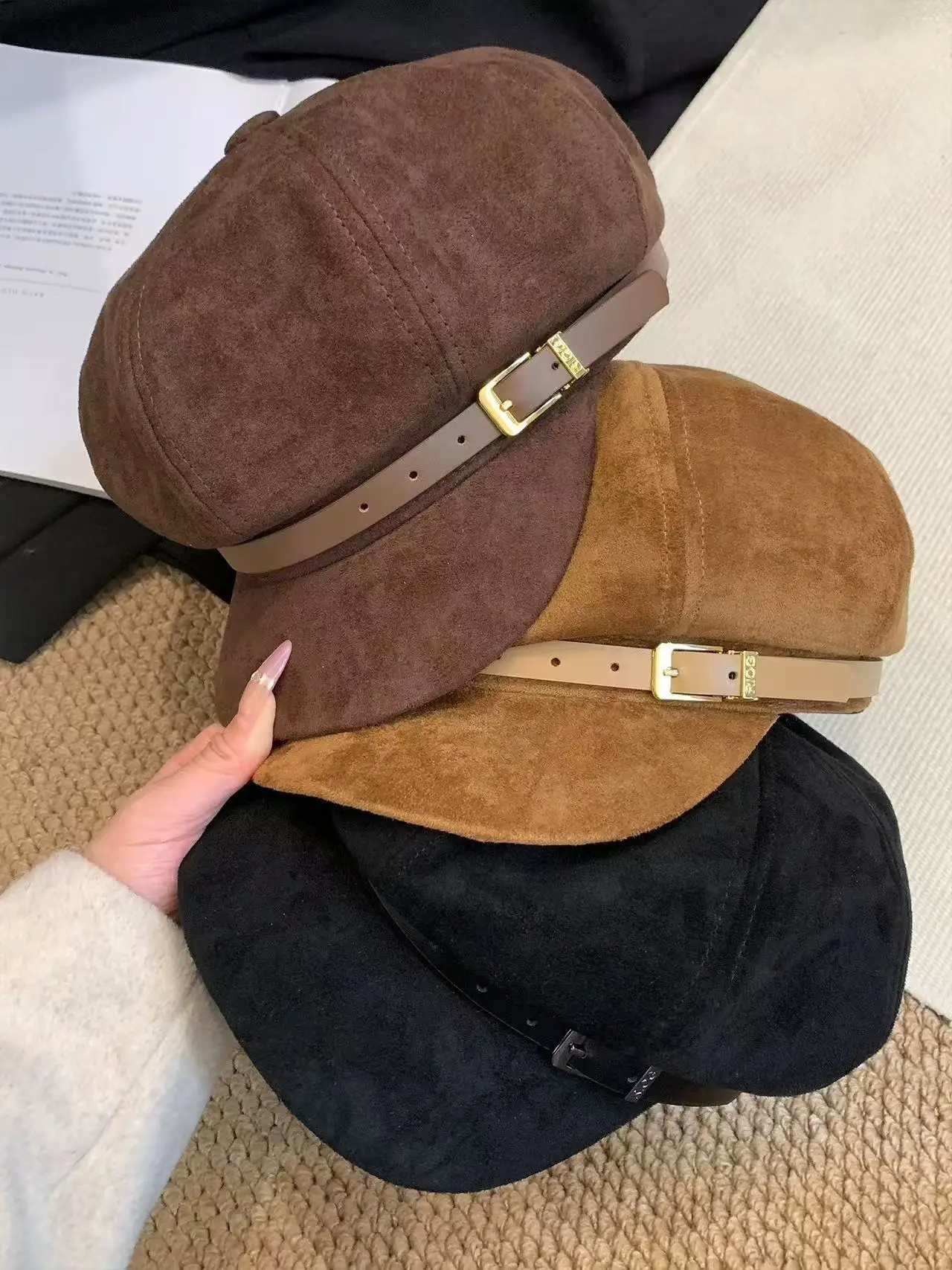 Japanese Retro Brown Duckbill Beret for Women — feature 7