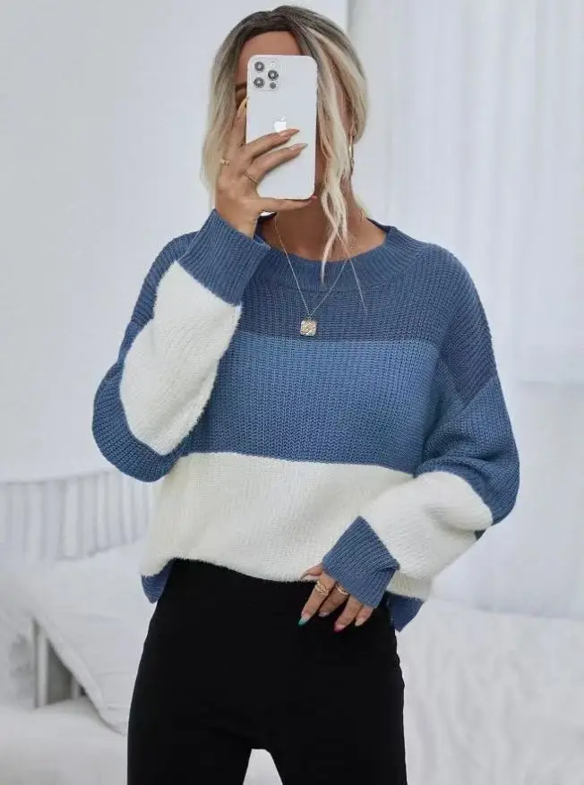 2025 Knit Pullover Contrast Stripes Winter Commuter - Image 3