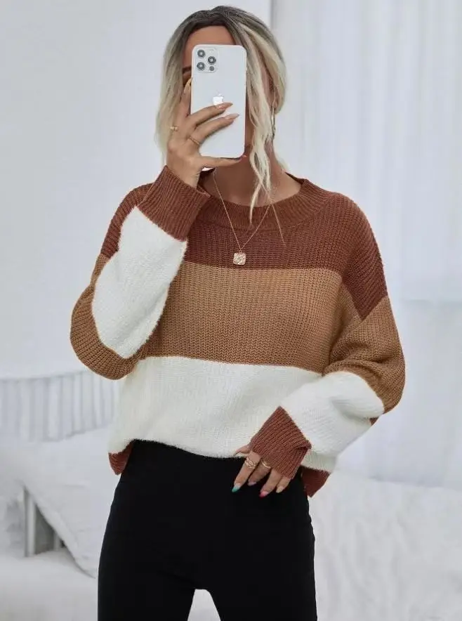 2025 Knit Pullover Contrast Stripes Winter Commuter - Image 4
