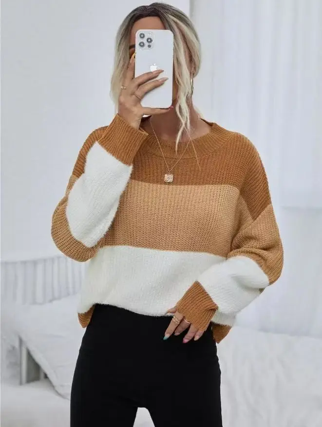 2025 Knit Pullover Contrast Stripes Winter Commuter - Image 5