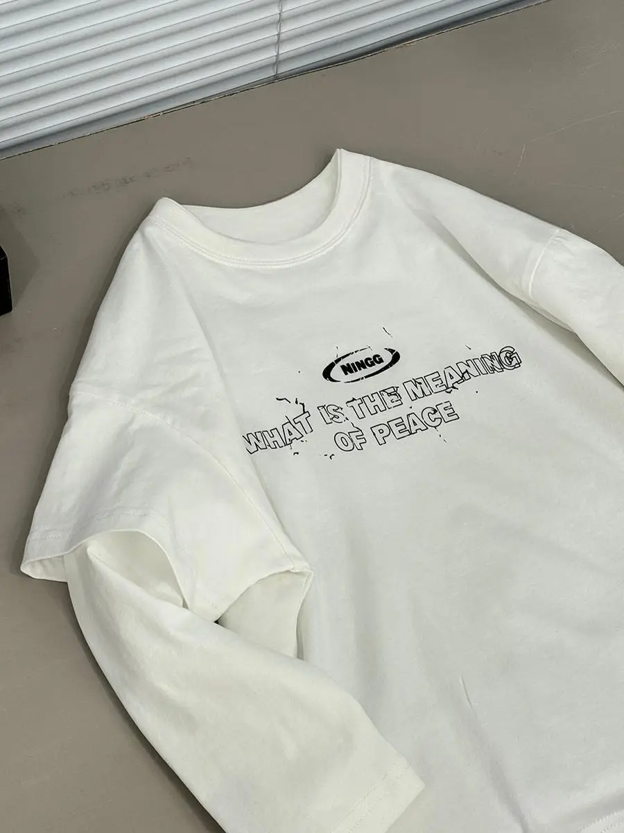 Boys Long Sleeve T-Shirt White 2026 Autumn Faux Cotton