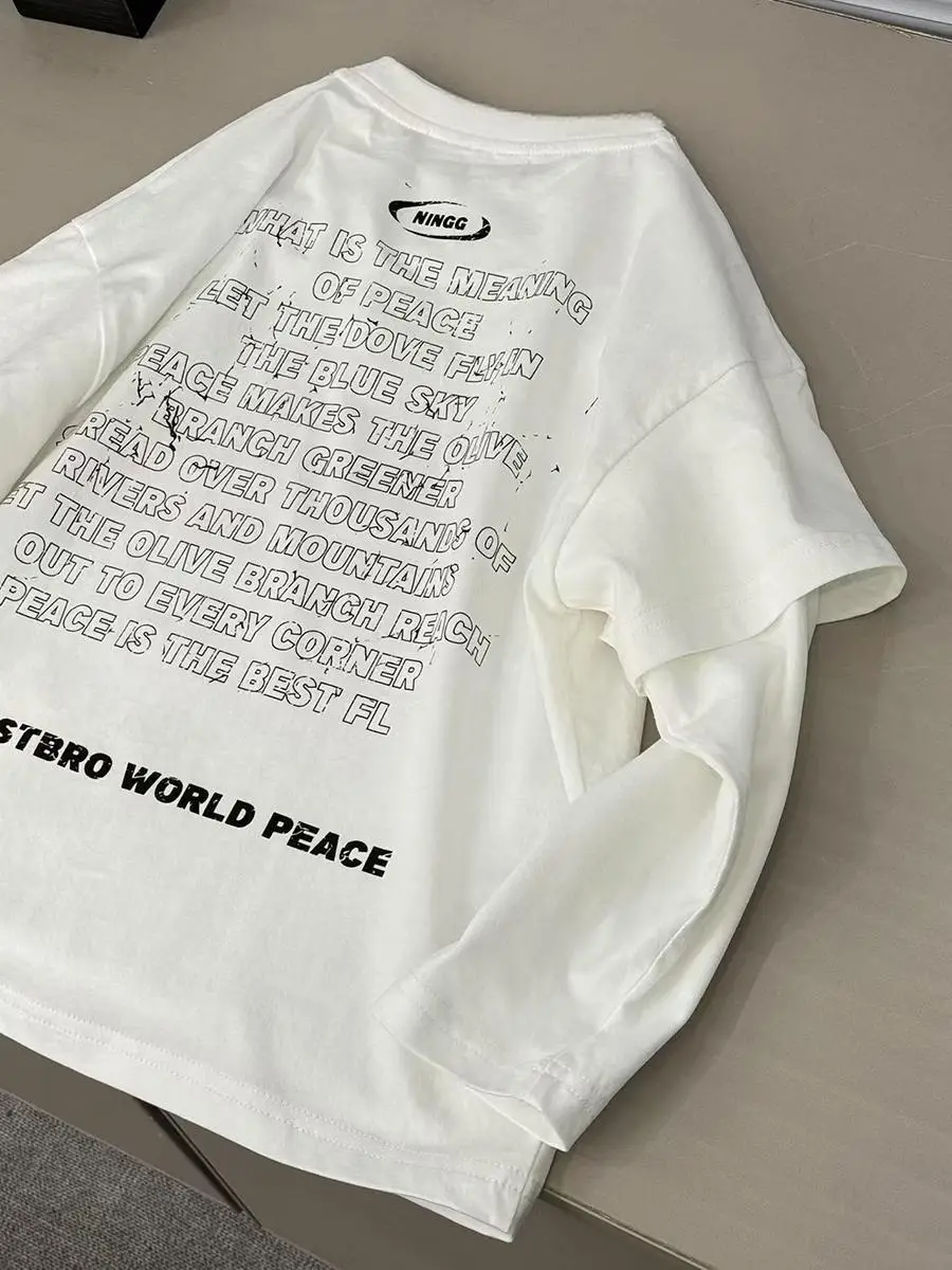 Boys Long Sleeve T-Shirt White 2026 Autumn Faux Cotton