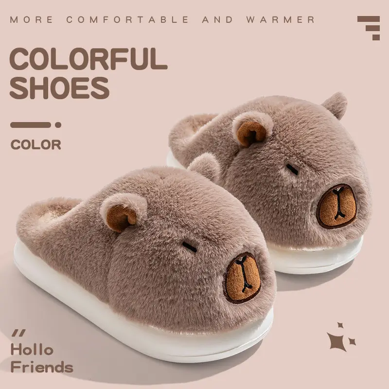 Kapibala Cotton Slippers for Women Winter 2025 New Indoor Home Thick Warm Fleece-Lined Cotton Slippers - Image 2