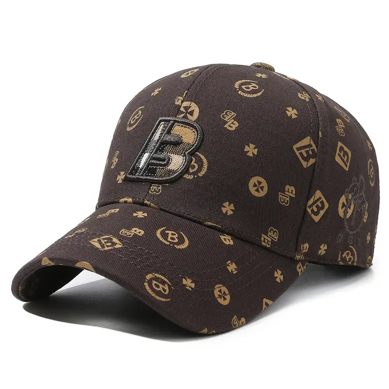 Unisex Baseball Cap with "B" Print White Patterned - Image 7