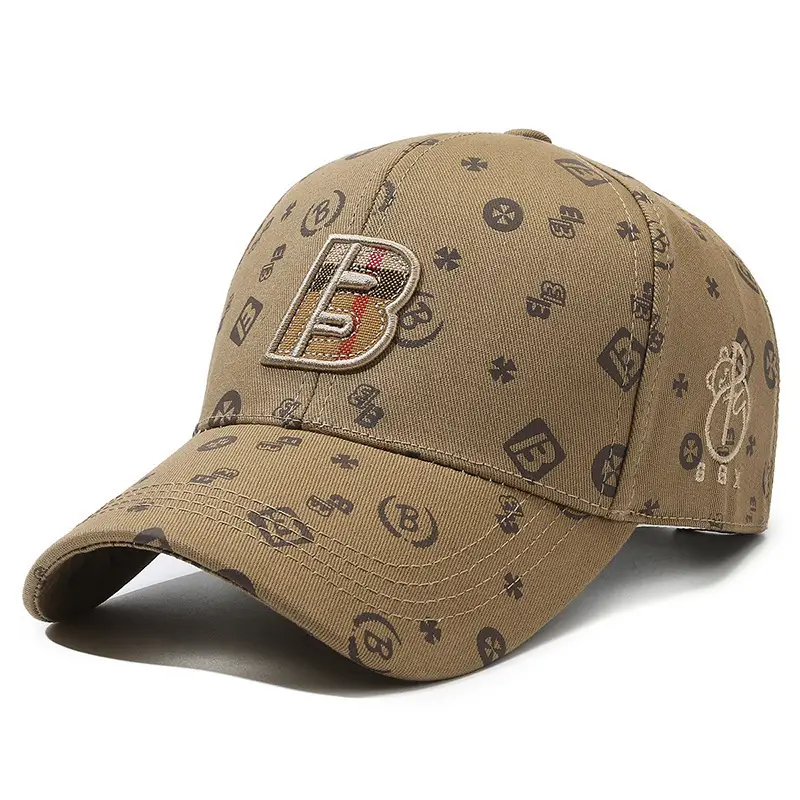 Unisex Baseball Cap with "B" Print White Patterned - Image 9