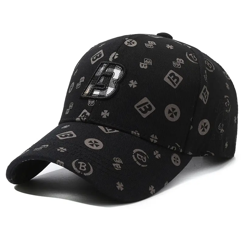 Unisex Baseball Cap with "B" Print White Patterned - Image 10