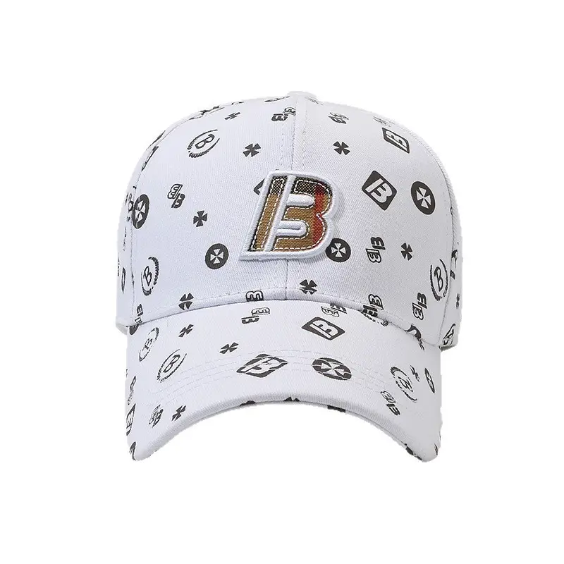 Unisex Baseball Cap with "B" Print White Patterned - Image 11