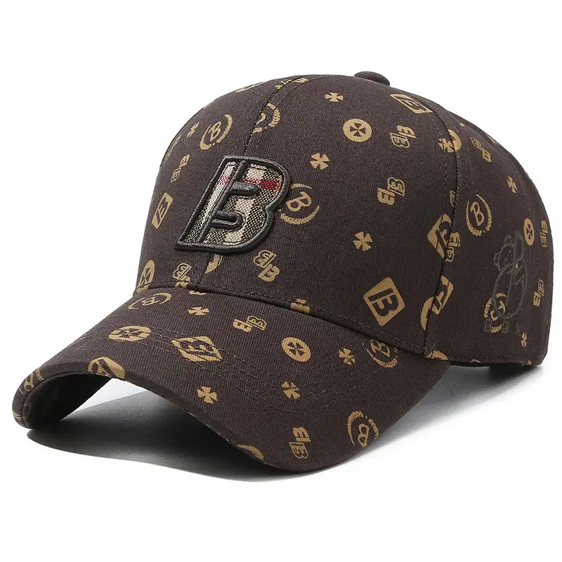 Unisex Baseball Cap with "B" Print White Patterned - Image 4
