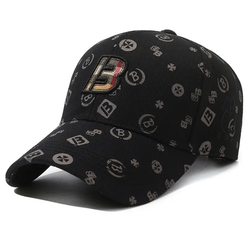 Unisex Baseball Cap with "B" Print White Patterned - Image 6