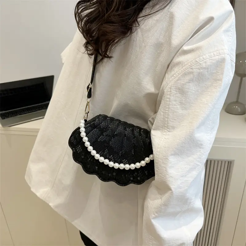 Pink Pearl Embellished Crossbody Bag for Women - Image 7