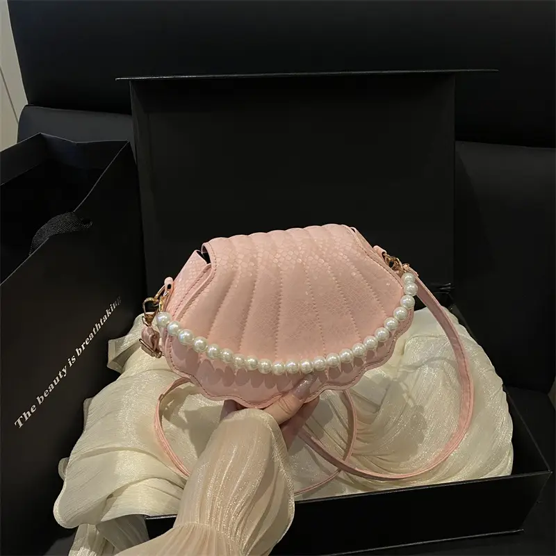 Pink Pearl Embellished Crossbody Bag for Women - Image 4