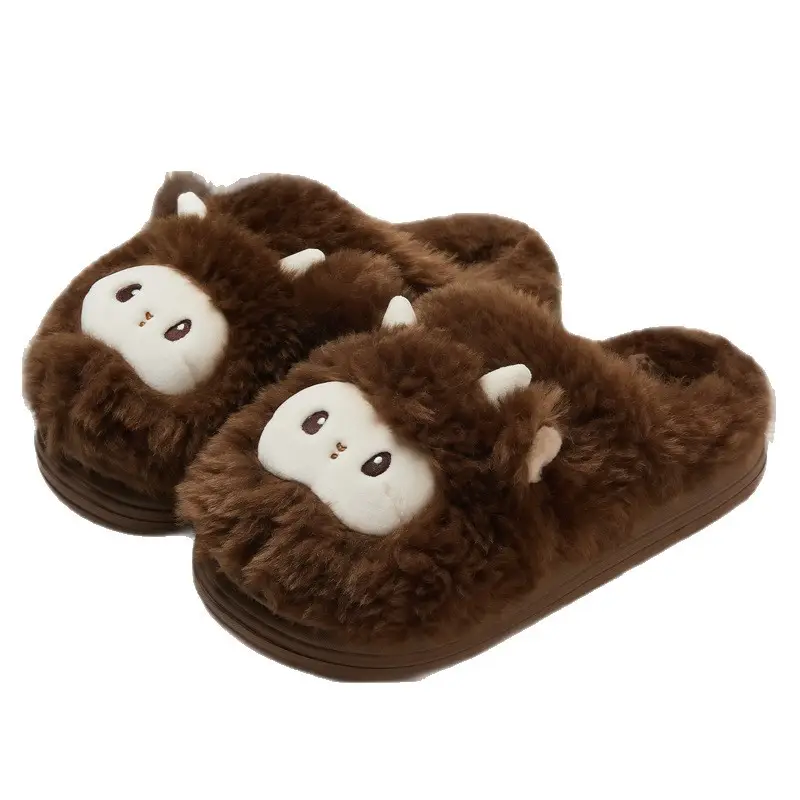 Cartoon Cute Little Sheep Pink Cotton Slippers Winter Plush Warm Non-Slip Women's Shoes Home Thick-Soled Cotton Shoes That Feel Like Stepping on Shit - Image 8