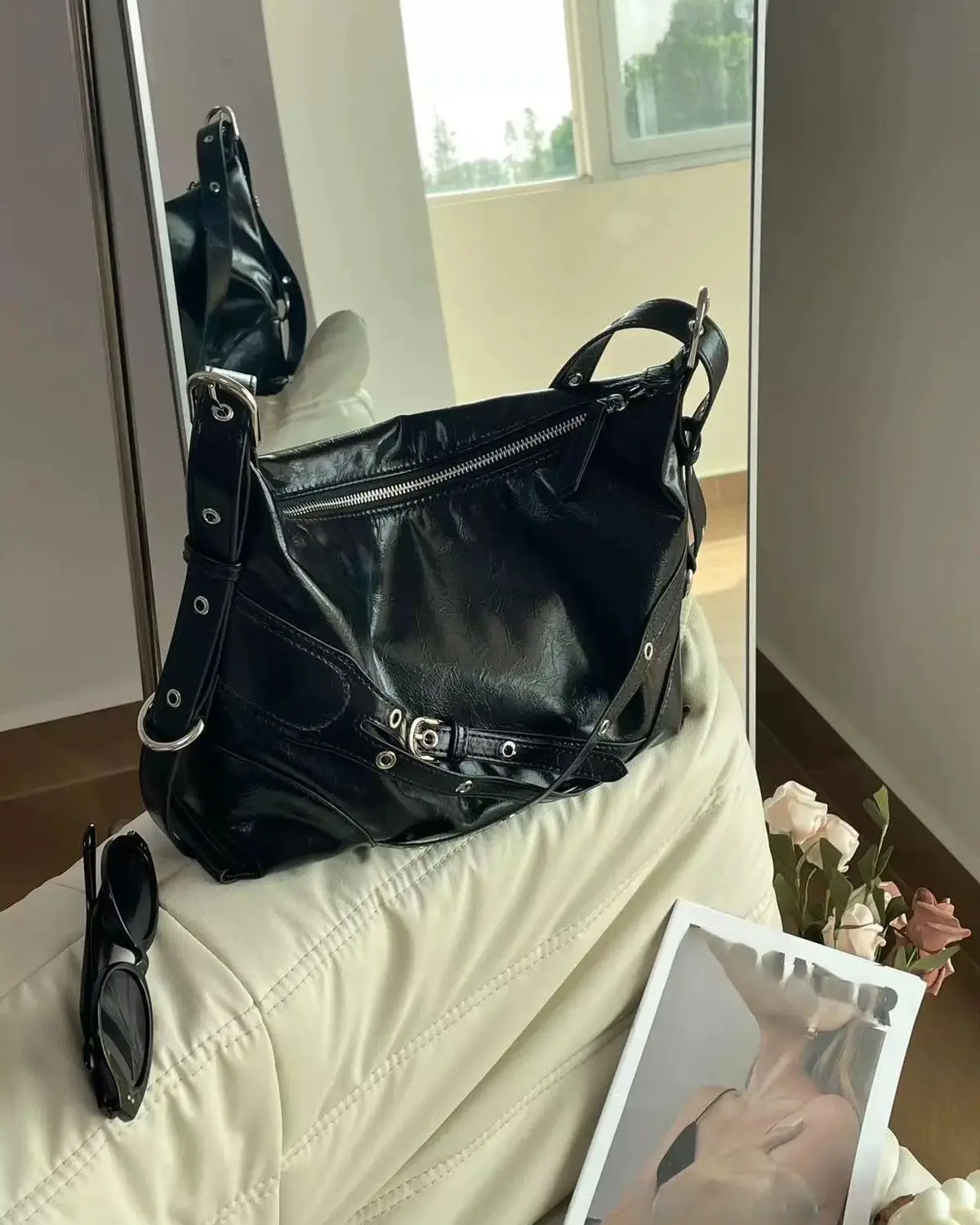 2026 Motorcycle Bag Oil Wax Punk Style Single Shoulder Tote — feature 11