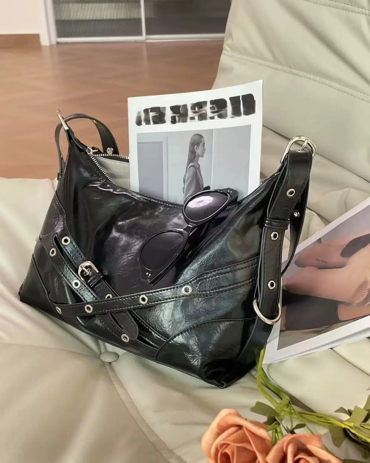 2026 Motorcycle Bag Oil Wax Punk Style Single Shoulder Tote — feature 12