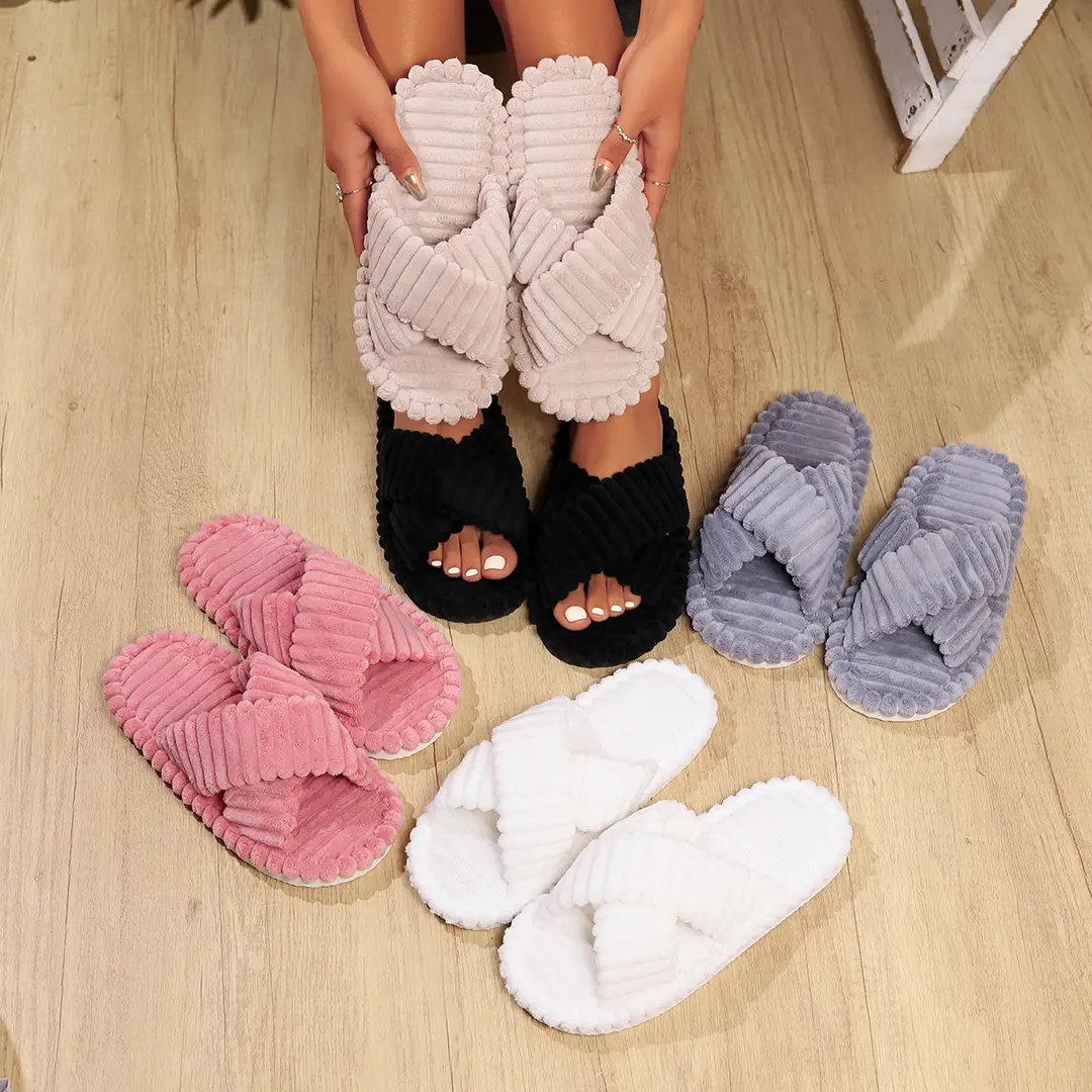 Open-Toe Women's Autumn and Winter Indoor and Outdoor Thick-Soled Warm Plush Maternity Slippers, Open-Toe Cotton Slippers for Women, Foam — feature 1