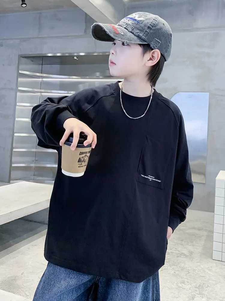 White Long Sleeve T-Shirt for Boys Loose Fit - Image 6
