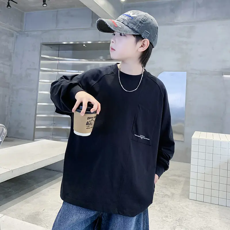 White Long Sleeve T-Shirt for Boys Loose Fit - Image 2