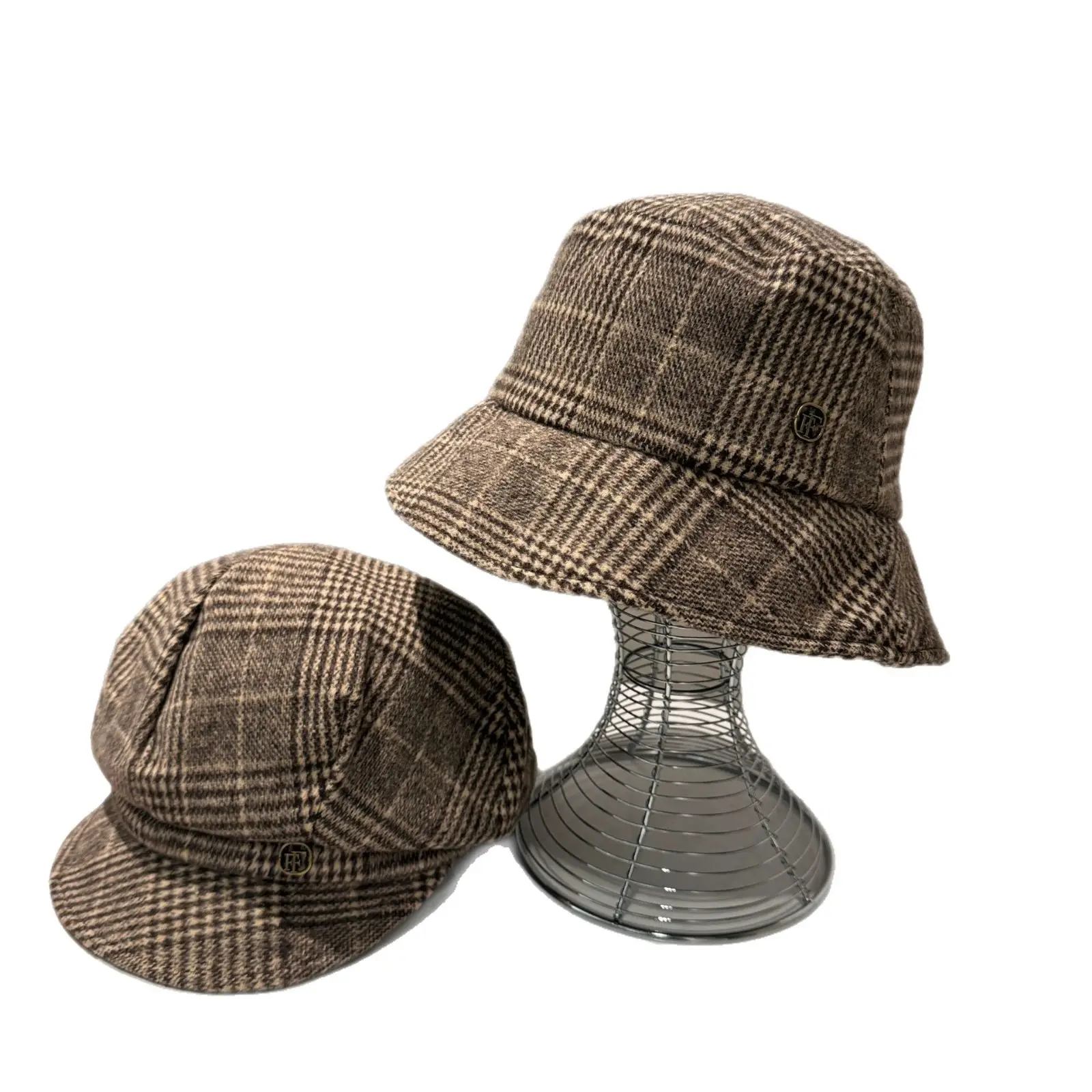 Women Plaid Full-Closure Octagonal Hat - Image 10