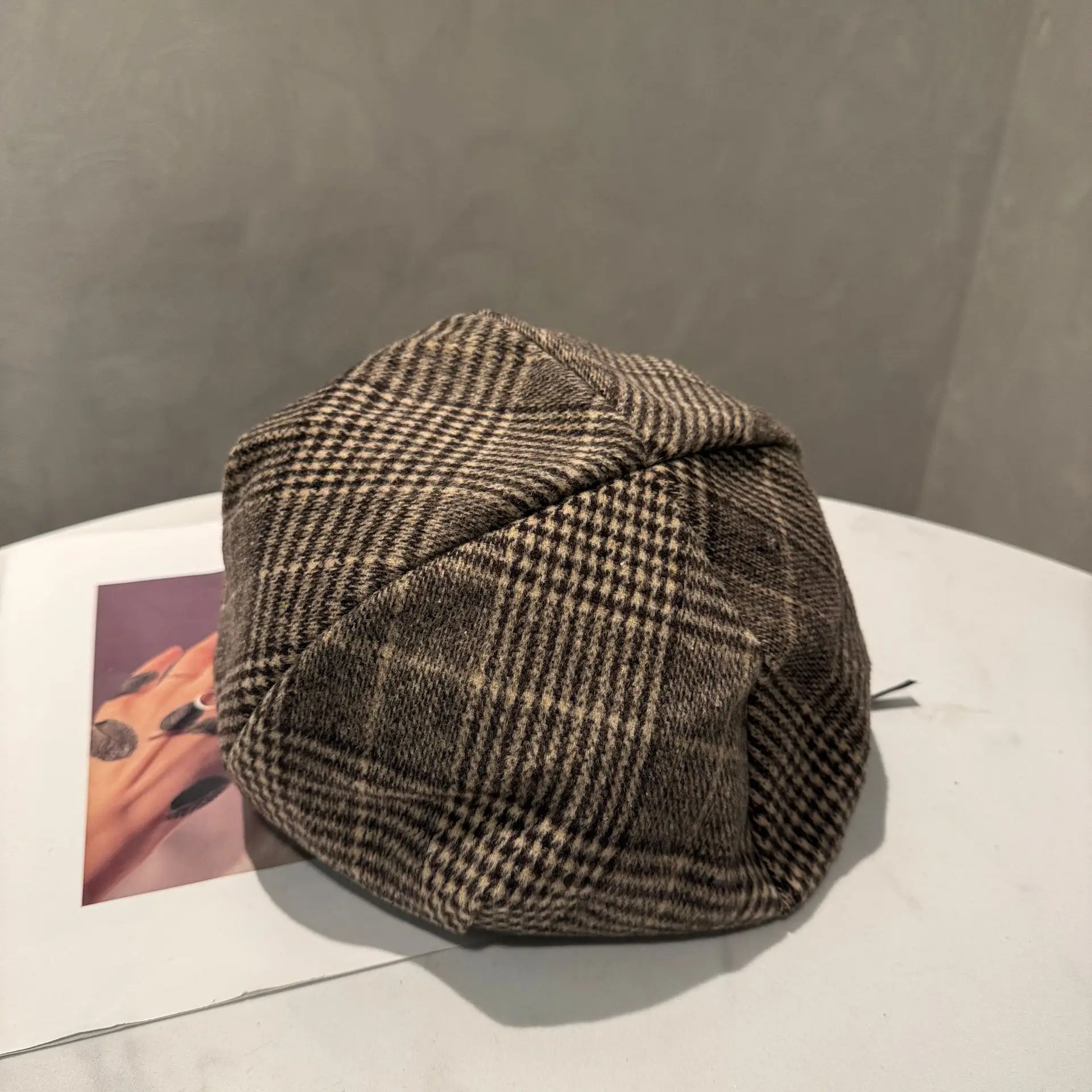 Women Plaid Full-Closure Octagonal Hat — feature 10
