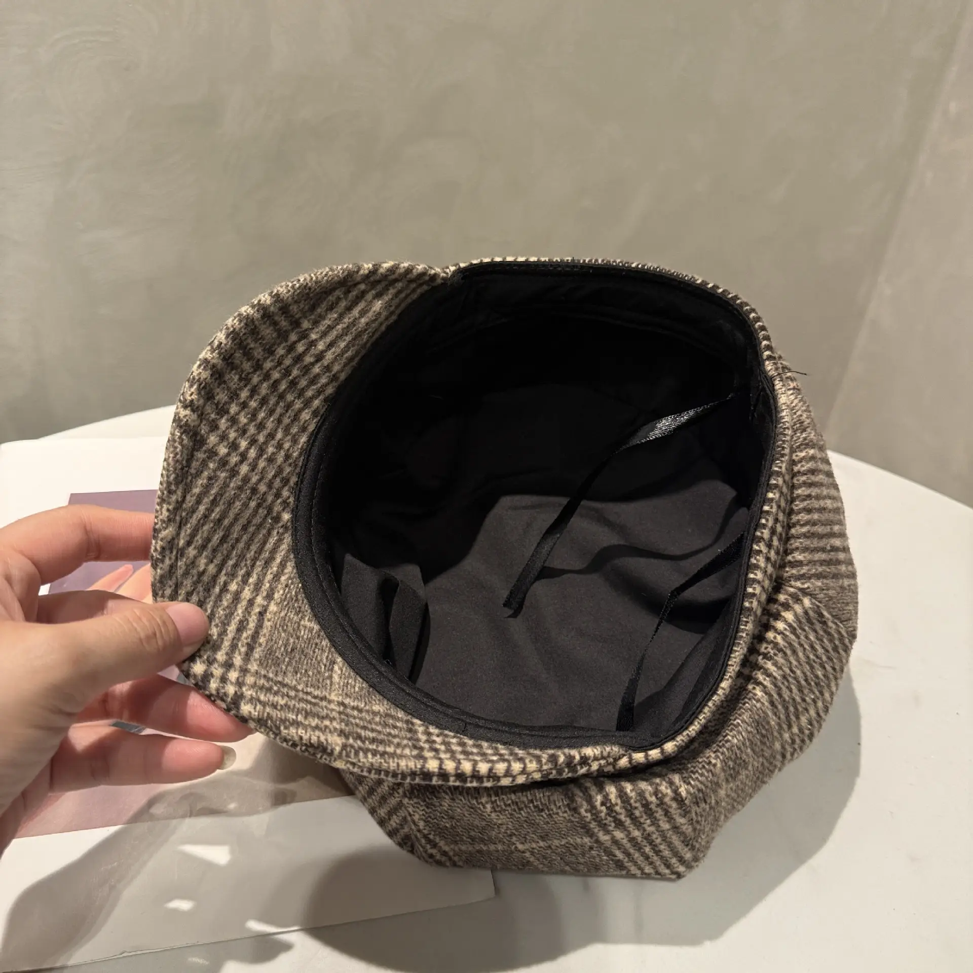 Women Plaid Full-Closure Octagonal Hat — feature 5