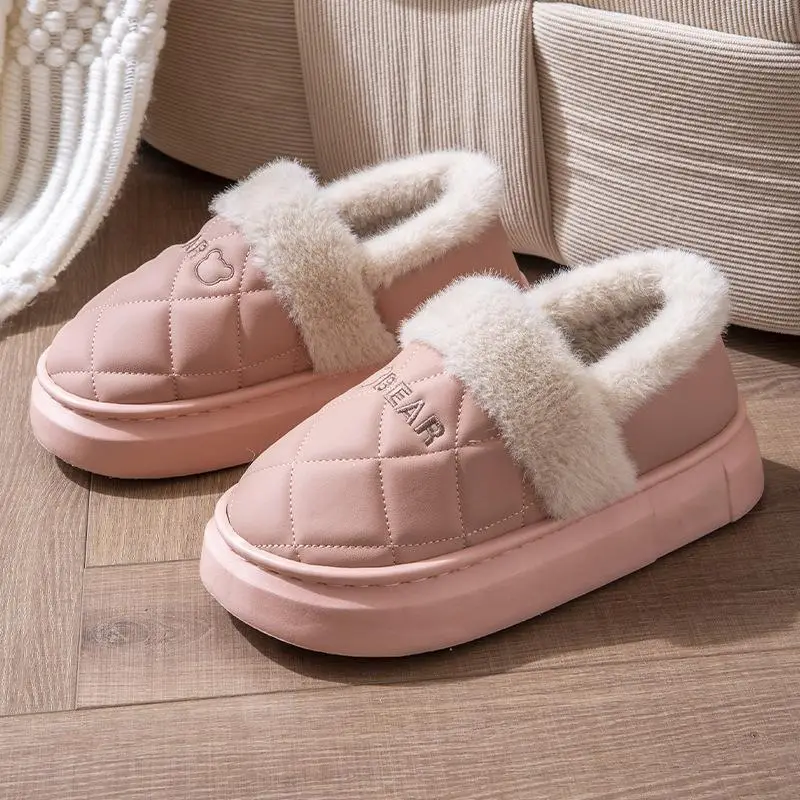 Waterproof Cotton Slippers for Women 2025 New Autumn and Winter Warm Indoor Home Winter Outer Wear Bag Heel Cotton Shoes for Men - Image 7