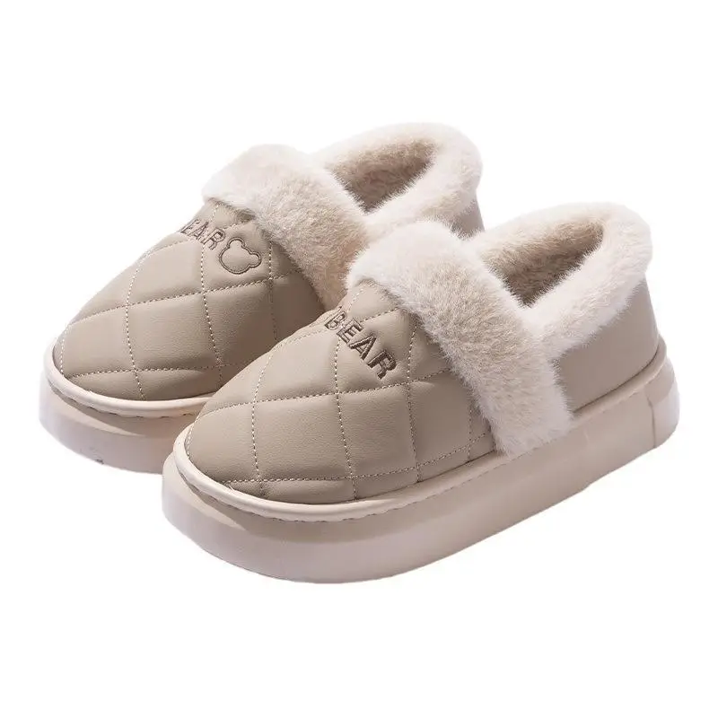 Waterproof Cotton Slippers for Women 2025 New Autumn and Winter Warm Indoor Home Winter Outer Wear Bag Heel Cotton Shoes for Men - Image 11