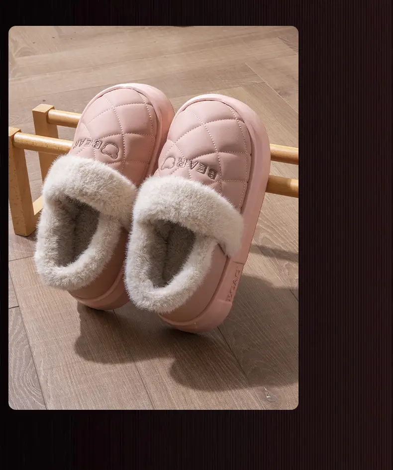 Waterproof Cotton Slippers for Women 2025 New Autumn and Winter Warm Indoor Home Winter Outer Wear Bag Heel Cotton Shoes for Men — feature 15