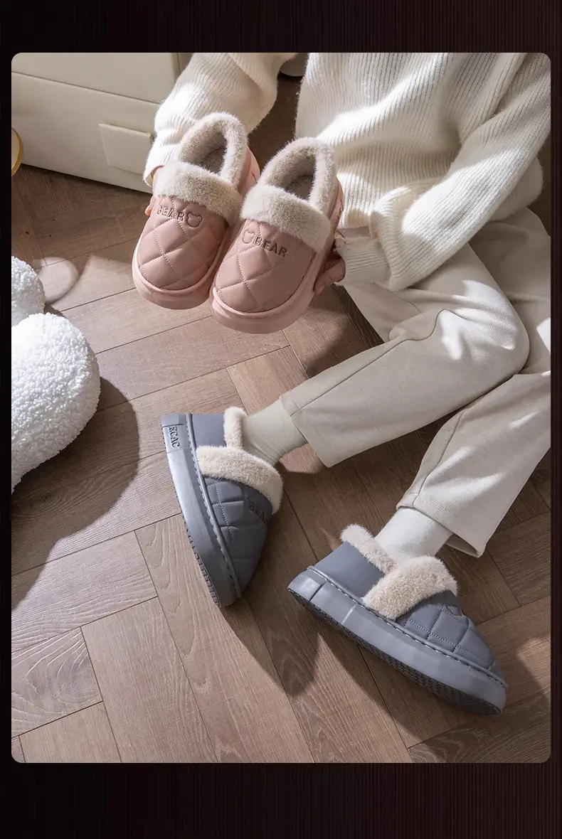 Waterproof Cotton Slippers for Women 2025 New Autumn and Winter Warm Indoor Home Winter Outer Wear Bag Heel Cotton Shoes for Men — feature 16