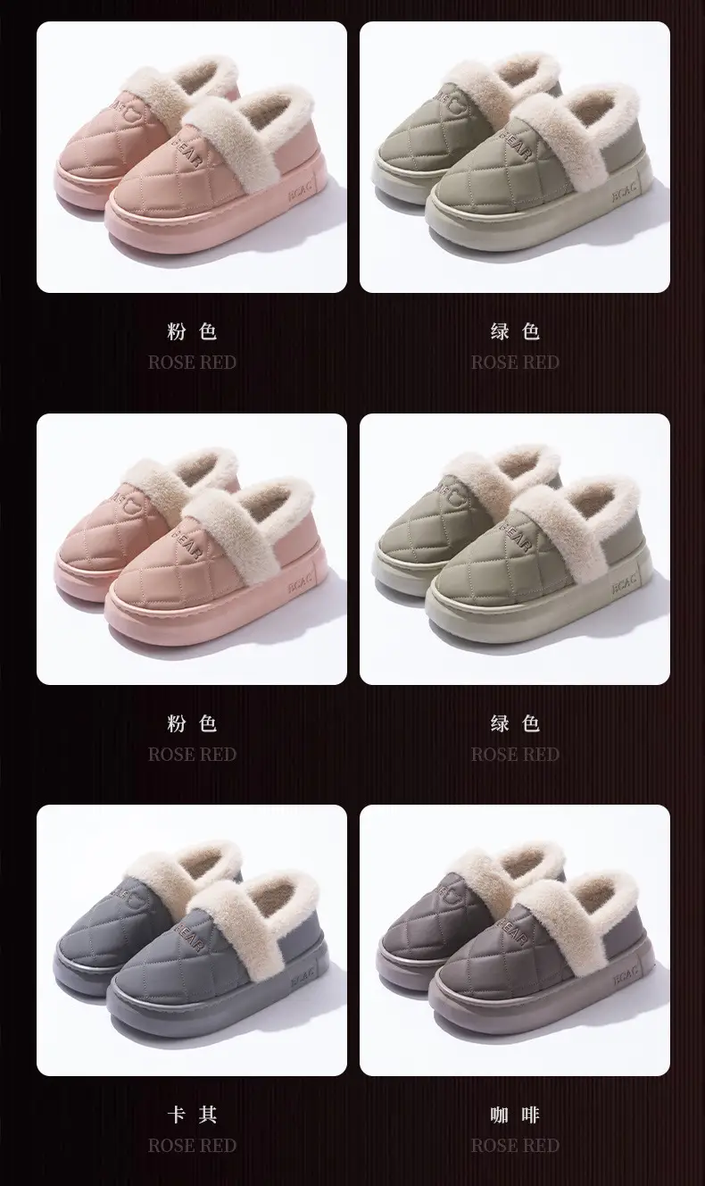 Waterproof Cotton Slippers for Women 2025 New Autumn and Winter Warm Indoor Home Winter Outer Wear Bag Heel Cotton Shoes for Men — feature 3