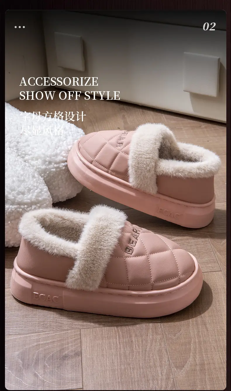 Waterproof Cotton Slippers for Women 2025 New Autumn and Winter Warm Indoor Home Winter Outer Wear Bag Heel Cotton Shoes for Men — feature 8
