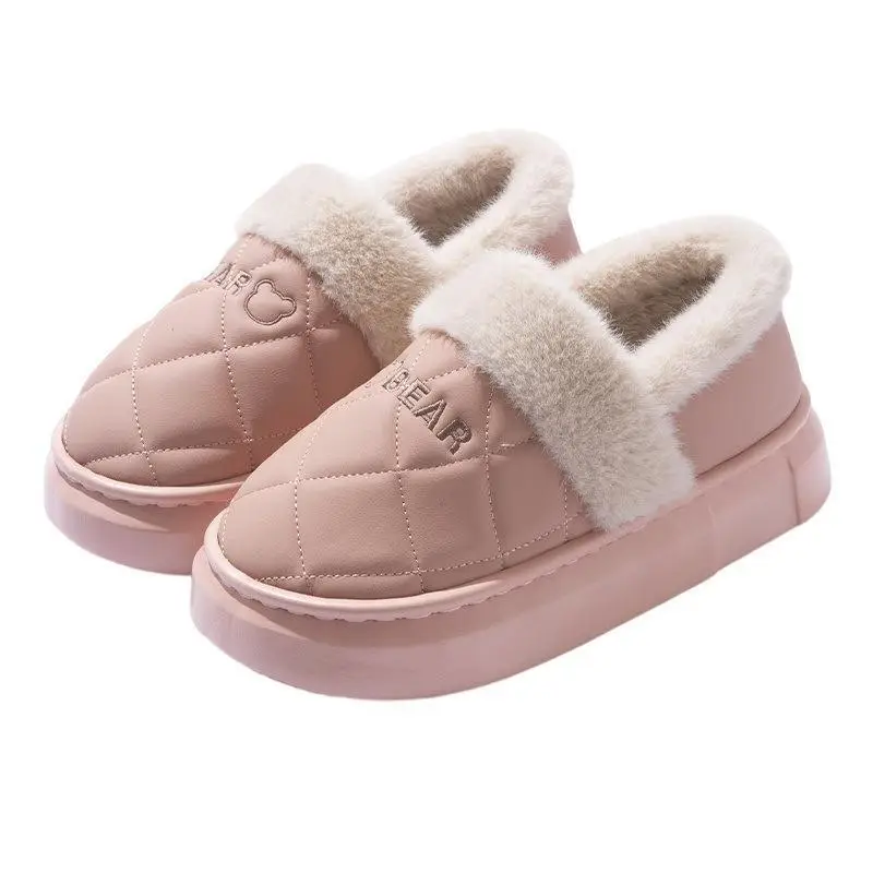 Waterproof Cotton Slippers for Women 2025 New Autumn and Winter Warm Indoor Home Winter Outer Wear Bag Heel Cotton Shoes for Men - Image 2