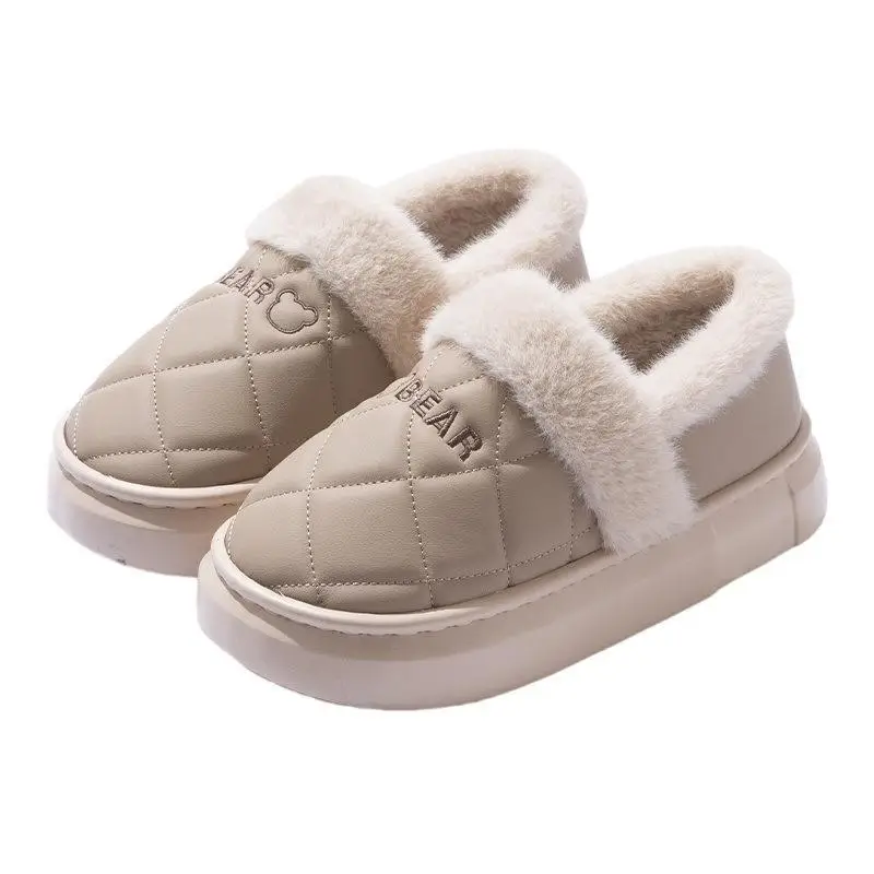 Waterproof Cotton Slippers for Women 2025 New Autumn and Winter Warm Indoor Home Winter Outer Wear Bag Heel Cotton Shoes for Men - Image 3