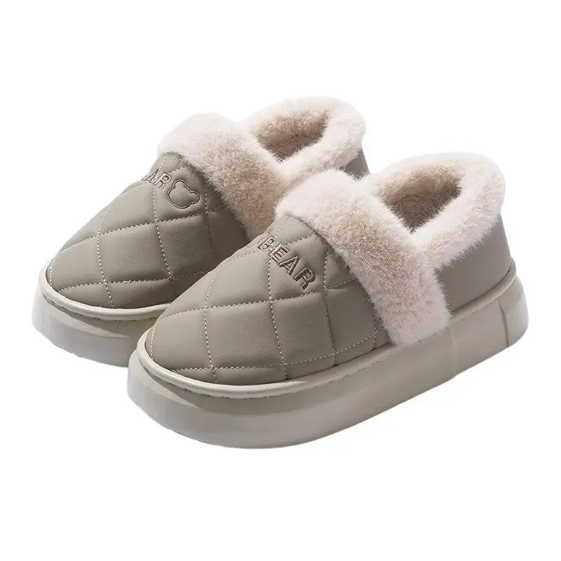 Waterproof Cotton Slippers for Women 2025 New Autumn and Winter Warm Indoor Home Winter Outer Wear Bag Heel Cotton Shoes for Men - Image 4
