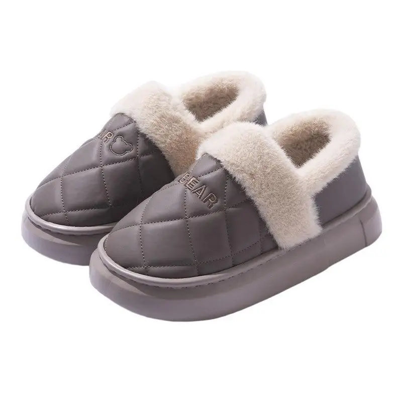 Waterproof Cotton Slippers for Women 2025 New Autumn and Winter Warm Indoor Home Winter Outer Wear Bag Heel Cotton Shoes for Men - Image 5