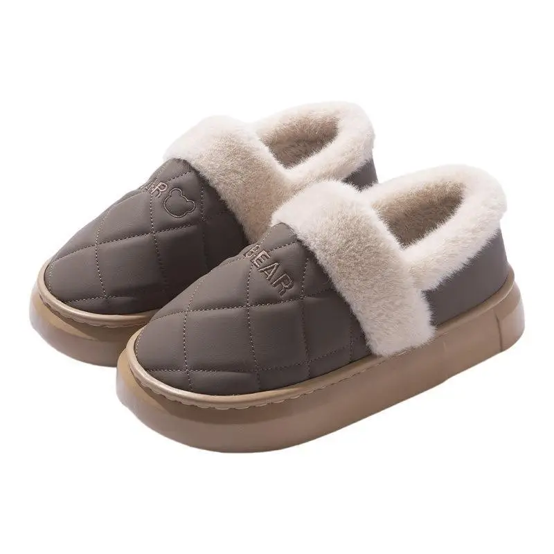 Waterproof Cotton Slippers for Women 2025 New Autumn and Winter Warm Indoor Home Winter Outer Wear Bag Heel Cotton Shoes for Men - Image 6