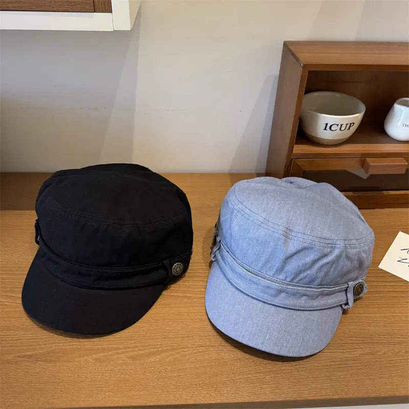 Women Vintage Washed Duckbill Cap Blue - Image 7