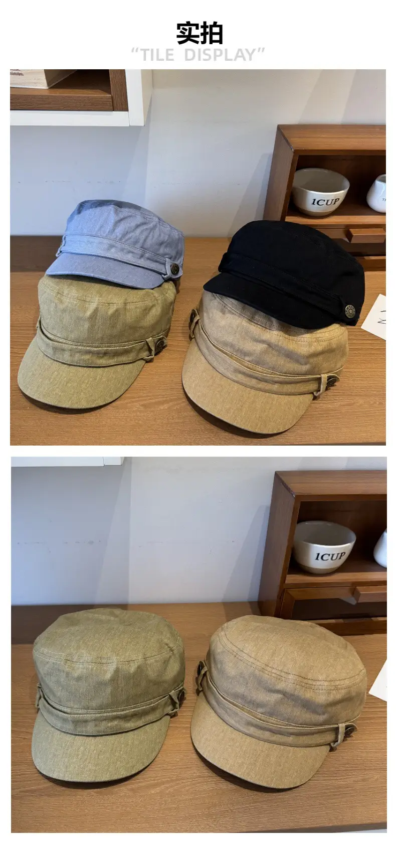Women Vintage Washed Duckbill Cap Blue — feature 2
