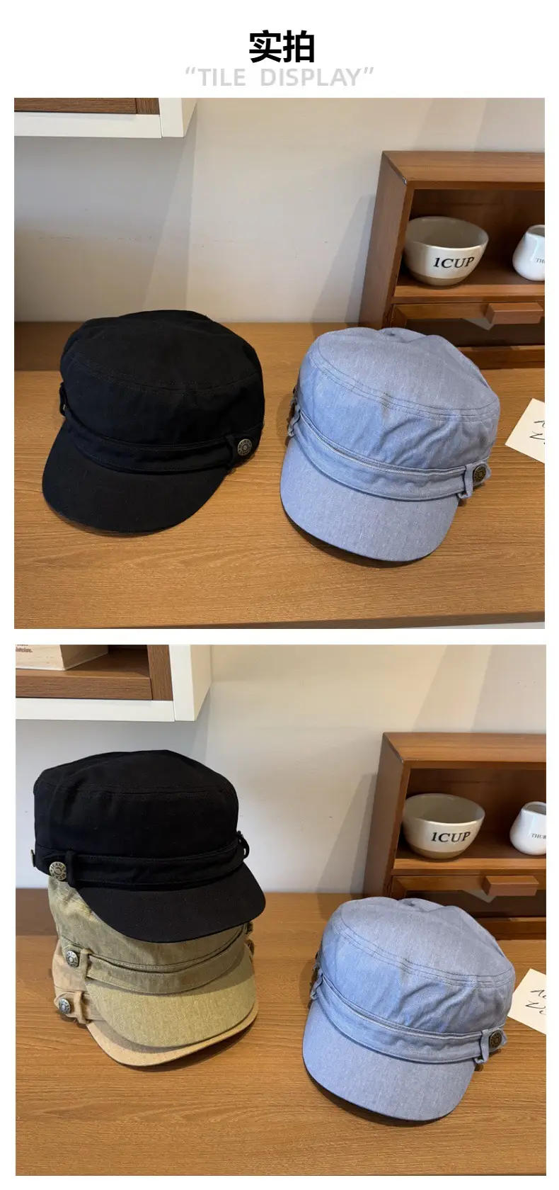 Women Vintage Washed Duckbill Cap Blue — feature 3