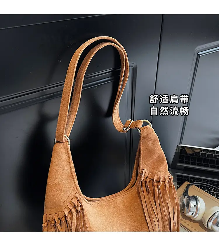 Brown Fringed Suede Handbag for Women 2026 — feature 4