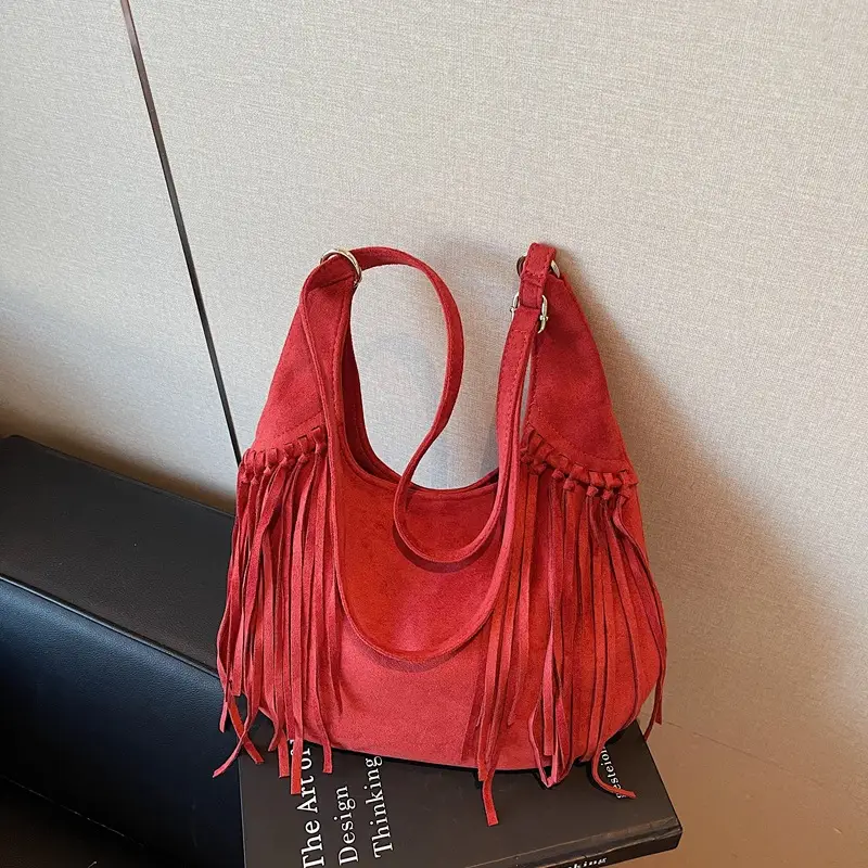 Brown Fringed Suede Handbag for Women 2026 - Image 4