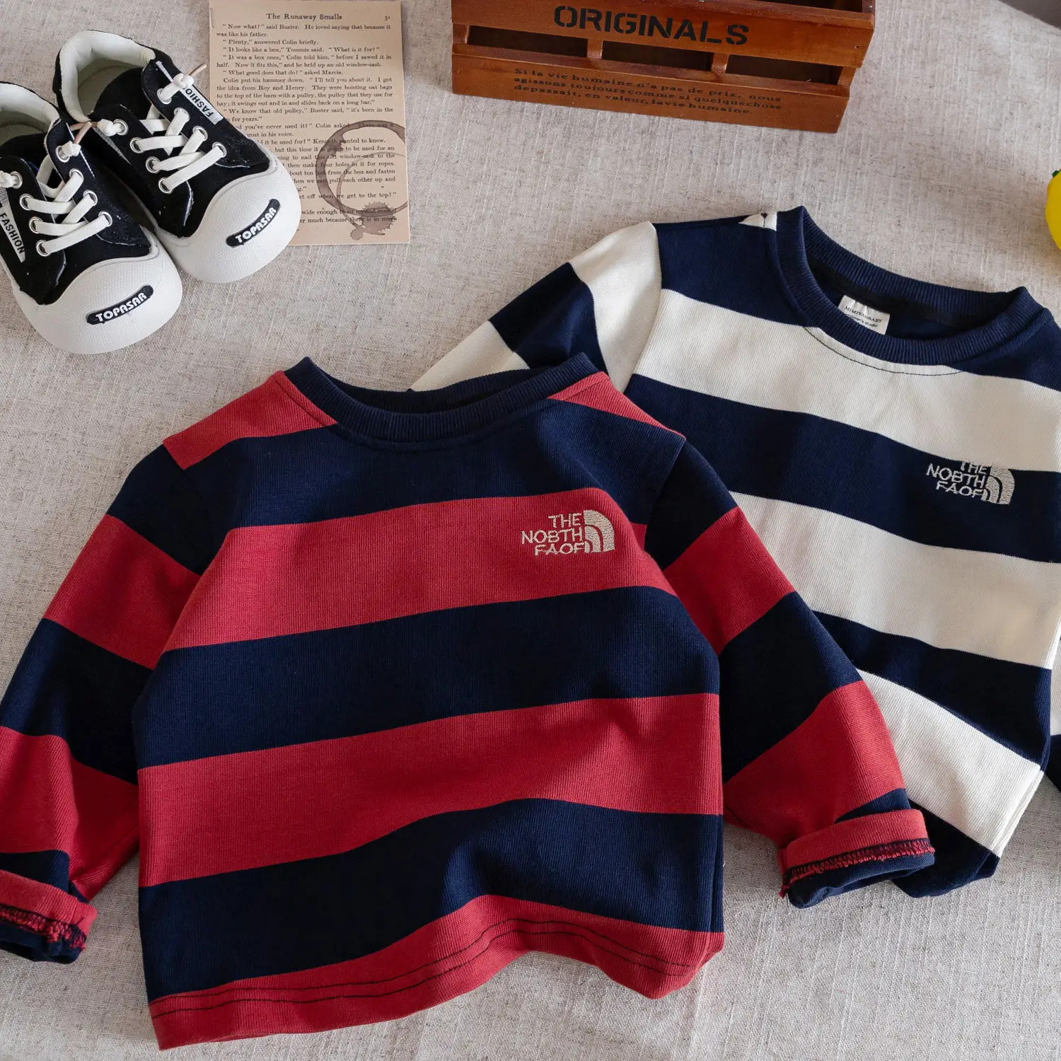 Children Striped T-Shirt Boys Blue White Medium - Image 5