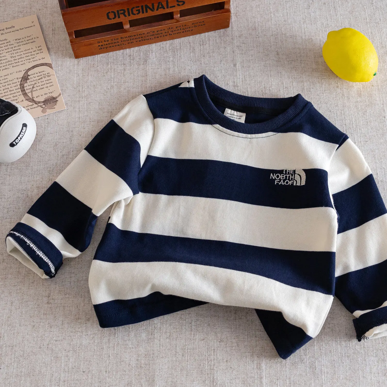 Children Striped T-Shirt Boys Blue White Medium - Image 2