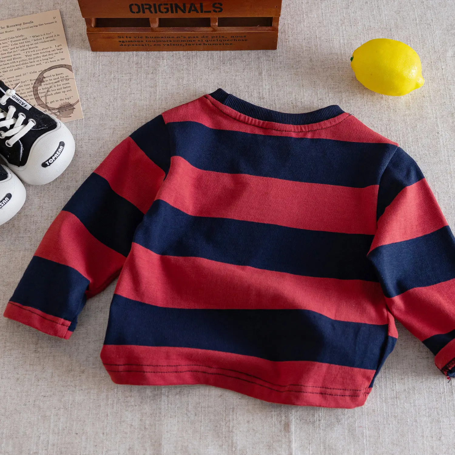 Children Striped T-Shirt Boys Blue White Medium — feature 5