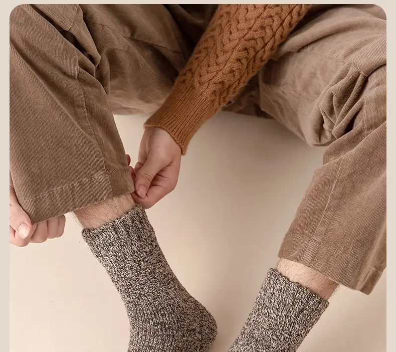Winter Thick Mid-Calf Socks for Men, Fleece-Lined, Thickened, Warm Terry Socks, Cashmere Socks, Solid Color Towel Socks Wholesale — feature 27